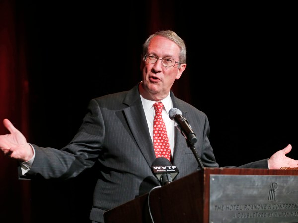 US Rep. Bob Goodlatte, R-Va., , gestures as he speaks during a gala prior start of the Virginia GOP Convention   in Roanoke, Va., Friday, June 6, 2014.    (AP Photo/Steve Helber)