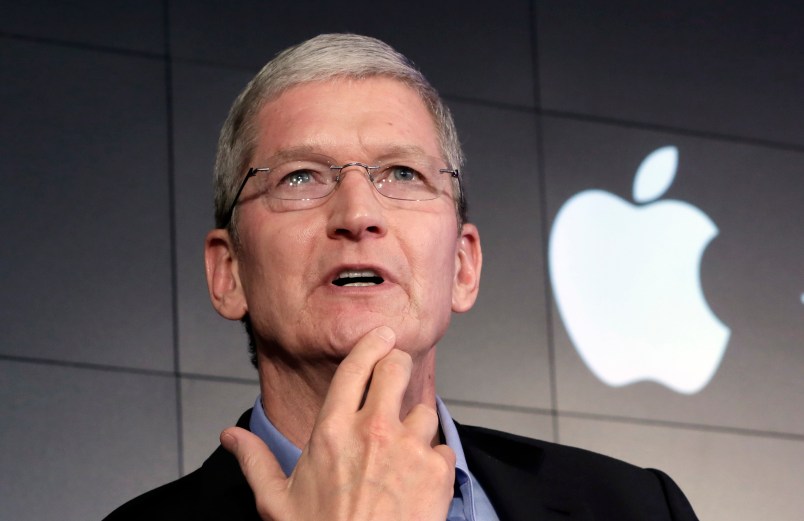 FILE - In this April 30, 2015, file photo, Apple CEO Tim Cook responds to a question during a news conference at IBM Watson headquarters, in New York. Apple has confirmed that it’s expecting an uncharacteristic decline in sales in the spring of 2016, amid signs of global economic weakness and overall slowing demand for new smartphones. So anticipation is building around Apple’s next iPhones, as investors and tech enthusiasts speculate over what might get the iconic Silicon Valley company back on the path to growth. (AP Photo/Richard Drew, File)