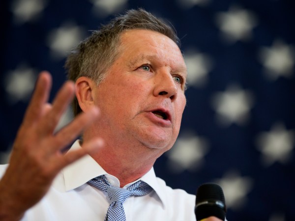 Republican presidential candidate, Ohio Gov. John Kasich, speaks during a town hall at Thomas farms Community Center , on Monday, April 25, 2016, in Rockville, Md. (AP Photo/Evan Vucci)