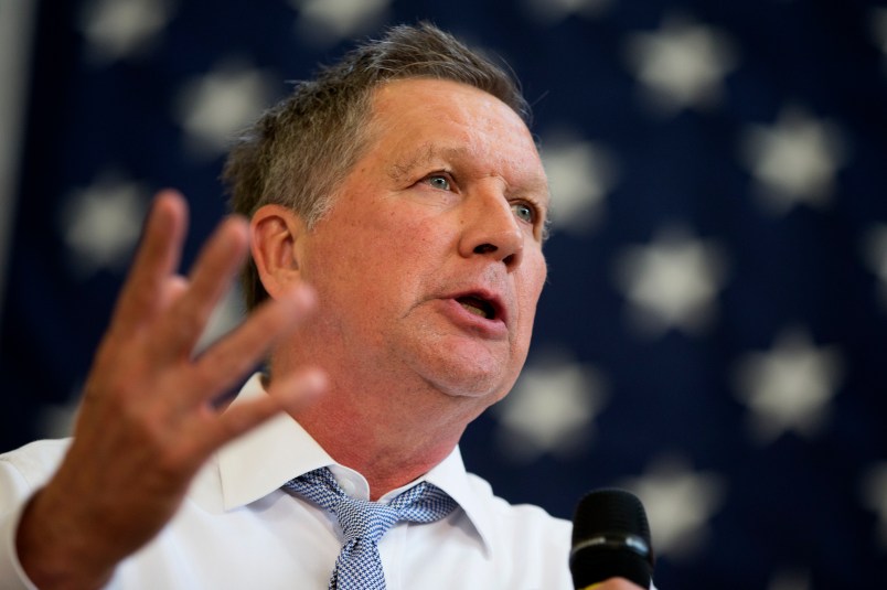 Republican presidential candidate, Ohio Gov. John Kasich, speaks during a town hall at Thomas farms Community Center , on Monday, April 25, 2016, in Rockville, Md. (AP Photo/Evan Vucci)