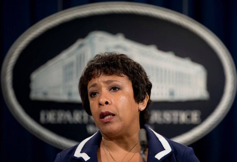 Attorney General Loretta Lynch speaks about recent shootings, Friday, July 8, 2016, at the Justice Department Washington. Gunmen shot and killed five police officers and wounded others in Dallas during a protest over fatal police shootings of black men in other states, authorities said. It appeared to be the deadliest day for U.S. law enforcement since the 2001 terrorist attacks. (AP Photo/Carolyn Kaster)