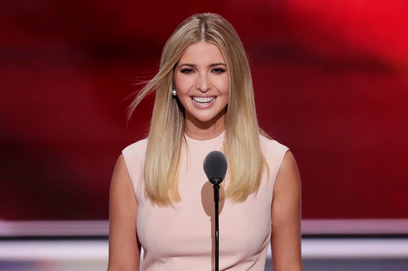 Ivanka Trump, daughter of Republican Presidential Nominee Donald J. Trump, speaks during the final day of the Republican National Convention in Cleveland, Thursday, July 21, 2016. (AP Photo/J. Scott Applewhite)