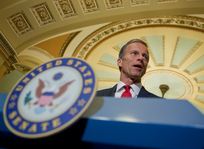 Sen. John Thune, R-S.D., speaks to reporters on Capitol Hill in Washington, Tuesday, July 12, 2016. (AP Photo/Manuel Balce Ceneta)