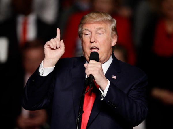 President-elect Donald Trump speaks during a rally at the Giant Center, Thursday, Dec. 15, 2016, in Hershey, Pa. (AP Photo/Matt Rourke)
