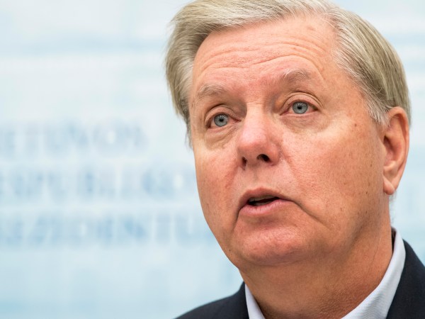 U.S. Senator Lindsey Graham, R-S.C., speaks during a news conference following a meeting with Lithuania's President Dalia Grybauskaite at the Presidential Palace in Vilnius, Lithuania, Thursday, Dec. 29, 2016. McCain is a part of the U.S. Senate delegation including fellow Republican Sen. Lindsey Graham and Democrat Sen. Amy Klobuchar that is visiting the Baltic region for talks with local political leaders. (AP Photo/Mindaugas Kulbis)
