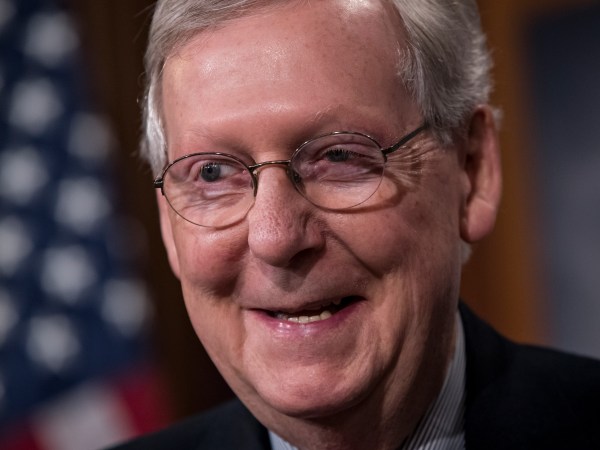 Senate Majority Leader Mitch McConnell, R-Ky., speaks to reporters as Republicans prepare to use their majority to confirm President Donald Trump's nominee to lead the Environmental Protection Agency, despite calls from Democrats to delay until requested emails are released, at the Capitol in Washington, Friday, Feb. 17, 2017. (AP Photo/J. Scott Applewhite)