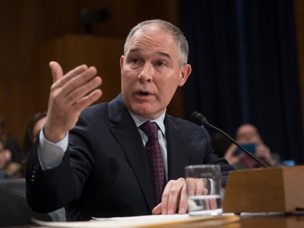 Environmental Protection Agency Administrator-designate, Oklahoma Attorney General Scott Pruitt testifies on Capitol Hill in Washington, Wednesday, Jan. 18, 2017, at his confirmation hearing before the Senate Environment and Public Works Committee.  (AP Photo/J. Scott Applewhite)