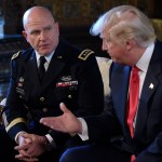 President Donald Trump, right, reaches out to shake hands with Army Lt. Gen. H.R. McMaster, left, at Trump's Mar-a-Lago estate in Palm Beach, Fla., Monday, Feb. 20, 2017, where Trump announced that McMaster will be the new national security adviser. (AP Photo/Susan Walsh)