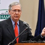 Senate Majority Leader Mitch McConnell R-Ky., speaks to a gathering of the Jeffersontown County Chamber of Commerce luncheon, Wednesday, Feb. 22, 2017, in Jeffersontown, Ky. (AP Photo/Timothy D. Easley)