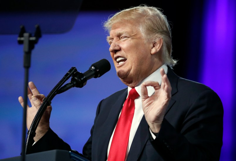 President Donald Trump speaks at the Conservative Political Action Conference (CPAC), Friday, Feb. 24, 2017, in Oxon Hill, Md. (AP Photo/Alex Brandon)