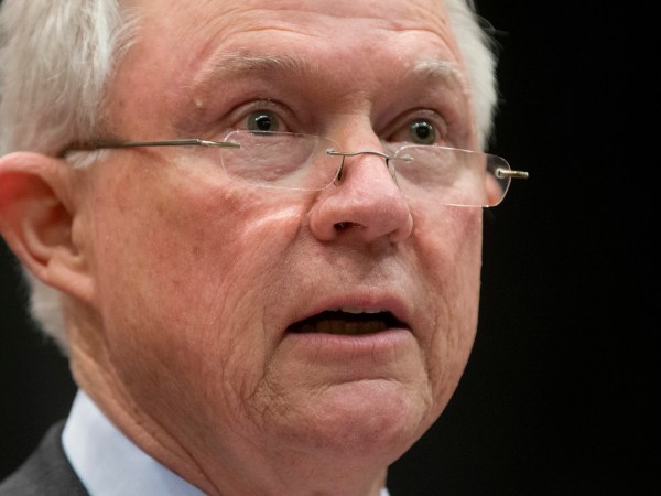 US Attorney General Jeff Sessions gestures during a speech before law enforcement officers in Richmond, Va., Wednesday, March 15, 2017.   (AP Photo/Steve Helber)