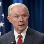 Attorney General Jeff Sessions makes a statement on issues related to visas and travel, Monday, March 6, 2017, from the U.S. Customs and Border Protection office in Washington. (AP Photo/Susan Walsh)