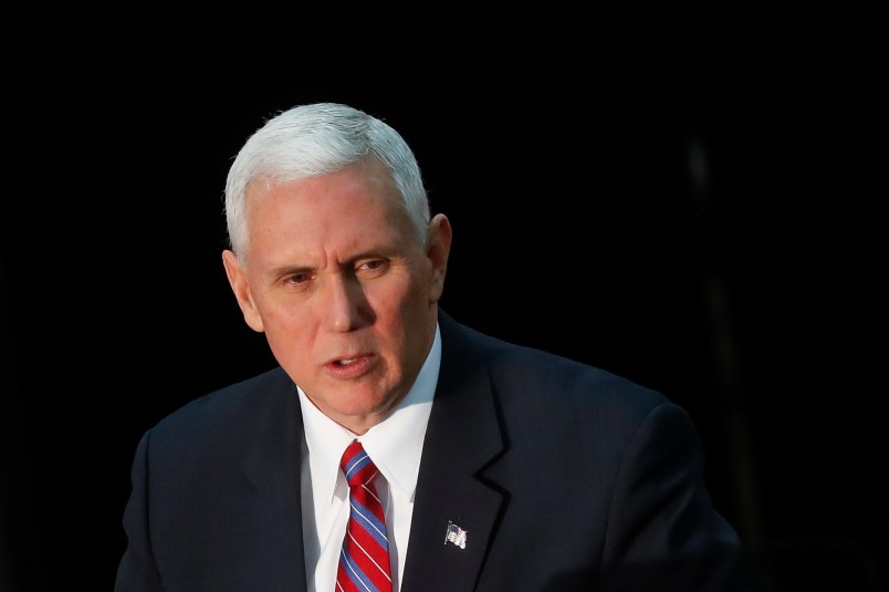 Vice President Mike Pence speaks at the Frame USA facility, Thursday, March 2, 2017, in Springdale, Ohio. Pence visited Ohio to discuss healthcare and other issues while engaging in a "listening session" with small business owners. (AP Photo/John Minchillo)