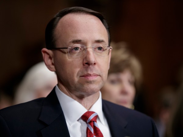 Longtime federal prosecutor Rod Rosenstein arrives at the Senate Judiciary Committee for his confirmation hearing to be deputy attorney, on Capitol Hill in Washington, Tuesday, March 7, 2017. (AP Photo/J. Scott Applewhite)