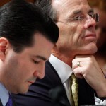 Dr. Scott Gottlieb, resident fellow, American Enterprise Institute, left, and Safeway  Inc. President and Chief Executive Officer Steve Byrd, listen to testimony on Capitol Hill in Washington, Thursday, June 11, 2009, during the Senate Health Committee's health care roundtable. (AP Photo/Harry Hamburg)