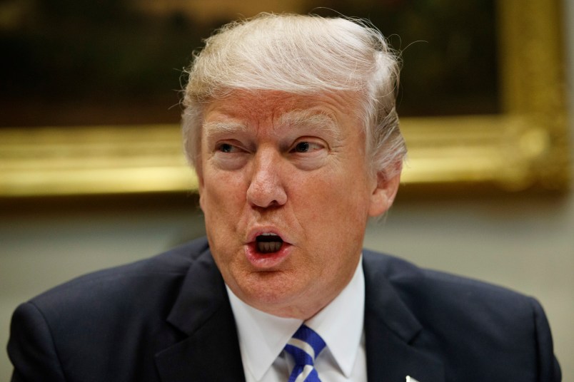 President Donald Trump speaks during a meeting with House and Senate leadership in the Roosevelt Room of the White House, Wednesday, March 1, 2017, in Washington. (AP Photo/Evan Vucci)
