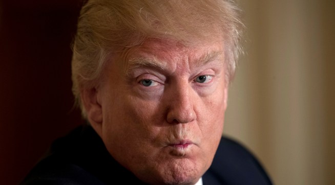 President Donald Trump pauses during a news conference with NATO Secretary General Jens Stoltenberg in the East Room at the White House in Washington, Wednesday, April 12, 2017, in Washington. (AP Photo/Andrew Harnik)