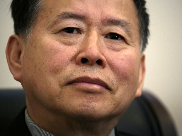 Han Song Ryol, North Korea's vice minister of foreign affairs speaks during an interview with The Associated Press on Friday, April 14, 2017, in Pyongyang, North Korea. (AP Photo/Wong Maye-E)