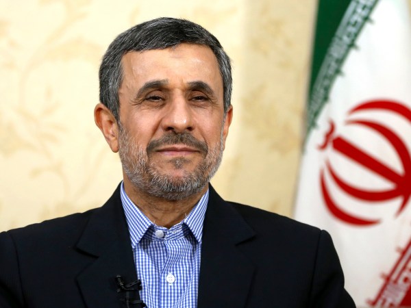 Former Iranian President Mahmoud Ahmadinejad gives an interview to The Associated Press at his office, in Tehran, Iran, Saturday, April 15, 2017. Former Iranian President Mahmoud Ahmadinejad says he does not view recent U.S. missile strikes on ally Syria as a message for Iran, which he called a "powerful country" that the U.S. cannot harm. (AP Photo/Ebrahim Noroozi)