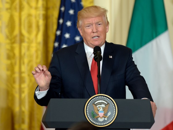 President Donald Trump speaks during a news conference with Italian Prime Minister Paolo Gentiloni  in the East Room of the White House in Washington, Thursday, April 20, 2017. (AP Photo/Susan Walsh)