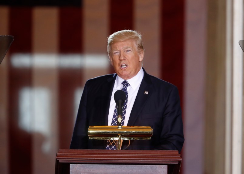President Donald Trump speaks during the United States Holocaust Memorial Museum’s National Days of Remembrance ceremony on Capitol Hill in Washington, Tuesday, April 25, 2017. (AP Photo/Pablo Martinez Monsivais)