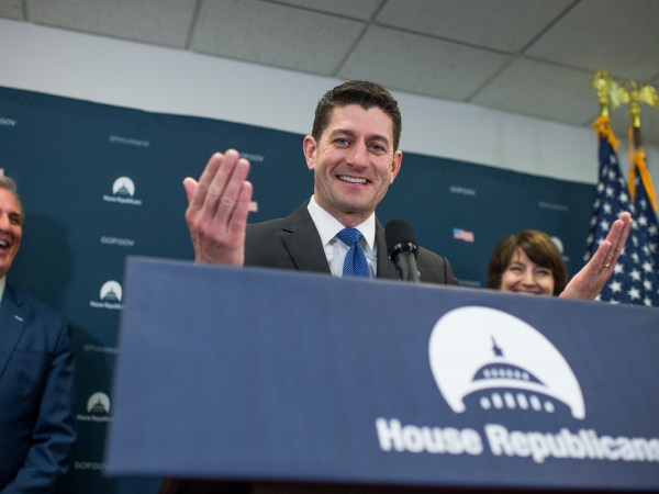 UNITED STATES - APRIL 26: Speaker Paul Ryan, R-Wis., conducts a news conference after a meeting of the House Republican Conference in the Capitol on April 26, 2017. House Majority Leader Kevin McCarthy, R-Calif., and Rep. Cathy McMorris Rodgers, R-Wash., also appear. (Photo By Tom Williams/CQ Roll Call)