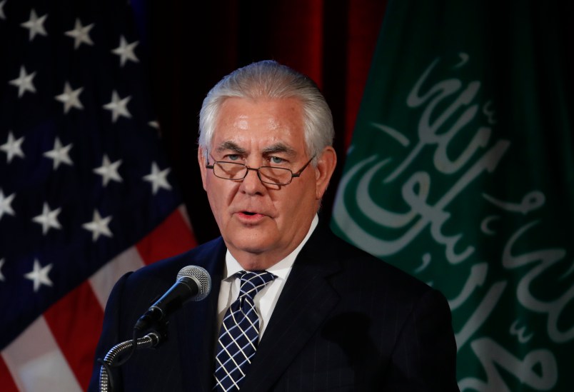 Secretary of State Rex Tillerson speaks to the U.S.-Saudi Arabia CEO Summit at the U.S. Chamber of Commerce in Washington, Wednesday, April 19, 2017.  (AP Photo/Manuel Balce Ceneta)