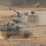 South Korean army K-9 self-propelled howitzers move during the annual exercise in Paju, South Korea, near the border with North Korea, Saturday, April 29, 2017. A North Korean mid-range ballistic missile apparently failed shortly after launch Saturday, South Korea and the United States said, the third test-fire flop just this month but a clear message of defiance as a U.S. supercarrier conducts drills in nearby waters. (AP Photo/Ahn Young-joon)