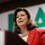 Republican candidate for Georgia's Sixth Congressional seat Karen Handel speaks at an election night watch party in Roswell, Ga., Tuesday, April 18, 2017. Republicans are bidding to prevent a major upset in a conservative Georgia congressional district Tuesday where Democrats stoked by opposition to President Donald Trump have rallied behind a candidate who has raised a shocking amount of money for a special election. (AP Photo/David Goldman)