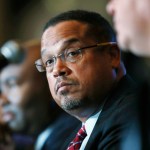 FILE - In a Dec. 2, 2016 file photo, U.S. Rep. Keith Ellison, D-Minn., listens during a forum on the future of the Democratic Party, in Denver. Ellison, who is currently running to be the next chair of the Democratic National Committee, announced Monday, Jan. 16, 2017, he is boycotting Donald Trump's presidential inauguration on Friday. (AP Photo/David Zalubowski, File)