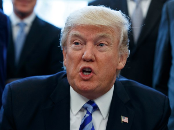 President Donald Trump announces the approval of a permit to build the Keystone XL pipeline, clearing the way for the $8 billion project, Friday, March 24, 2017, in the Oval Office of the White House in Washington. (AP Photo/Evan Vucci)