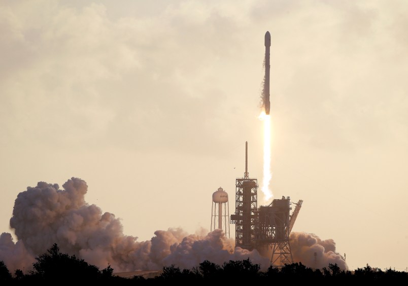 A Falcon 9 SpaceX rocket carrying a classified payload for the National Reconnaissance Office lifts off from pad 39A at the Kennedy Space Center in Cape Canaveral, Fla., Monday, May 1, 2017. (AP Photo/John Raoux)