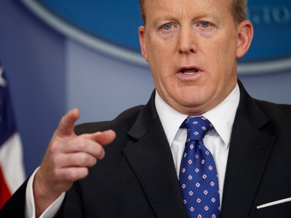 White House press secretary Sean Spicer speaks during the daily press briefing, Tuesday, May 9, 2017, in Washington. (AP Photo/Evan Vucci)