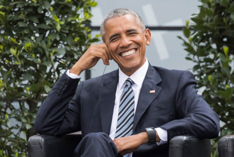 Former U.S. President Barack Obama smiles during a discussion event on democracy and global responsibility at a Protestant conference in Berlin, Germany, Thursday, May 25, 2017, when Germany marks the 500th anniversary of the Reformation. (AP Photo/Gero Breloer)