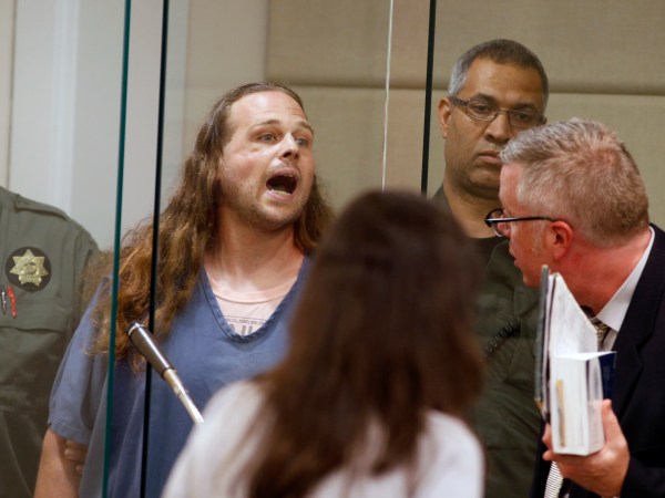 Max stabbing suspect Jeremy Christian is arraigned in Multnomah County Circuit Court in Portland on Tuesday, May 30. Christian shouted, "Free speech or die. Get out if you don't like free speech ... you call it terrorism, I call it patriotism ... die." Christian is accused of killing two men on a commuter MAX train on Friday after the men tried to prevent Christian from harassing two girls. (POOL photos by Beth Nakamura/The Oregonian/OregonLive)