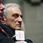 Carl Paladino listens during a hearing to determine if he can be removed from the Buffalo school board on Thursday, June 22, 2017, at the State Education Building in Albany, N.Y. (AP photo/Will Waldron,Times Union)
