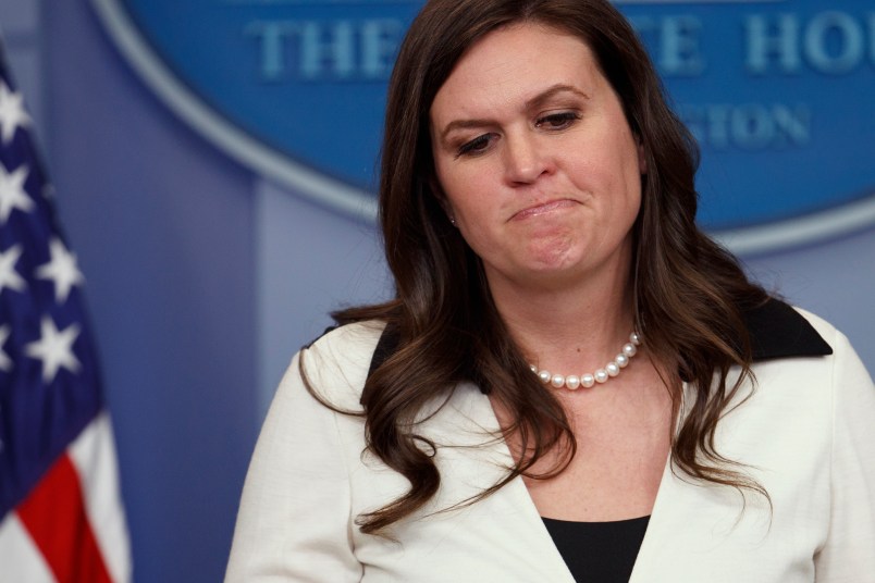 Deputy White House press secretary Sarah Huckabee Sanders speaks during the daily press briefing, Thursday, May 11, 2017, in Washington. (AP Photo/Evan Vucci)