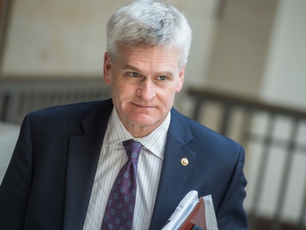 UNITED STATES - MAY 18: Sen. Bill Cassidy, R-La., leaves a briefing with Deputy Attorney General Rod Rosenstein in the Capitol Visitor Center on the investigation of President Trump's campaign ties to Russia on May 18, 2017. (Photo By Tom Williams/CQ Roll Call)