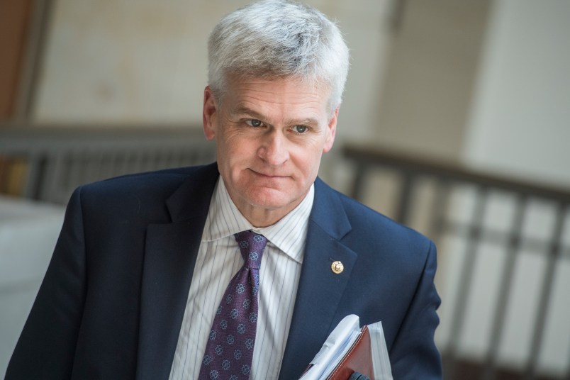 UNITED STATES - MAY 18: Sen. Bill Cassidy, R-La., leaves a briefing with Deputy Attorney General Rod Rosenstein in the Capitol Visitor Center on the investigation of President Trump's campaign ties to Russia on May 18, 2017. (Photo By Tom Williams/CQ Roll Call)