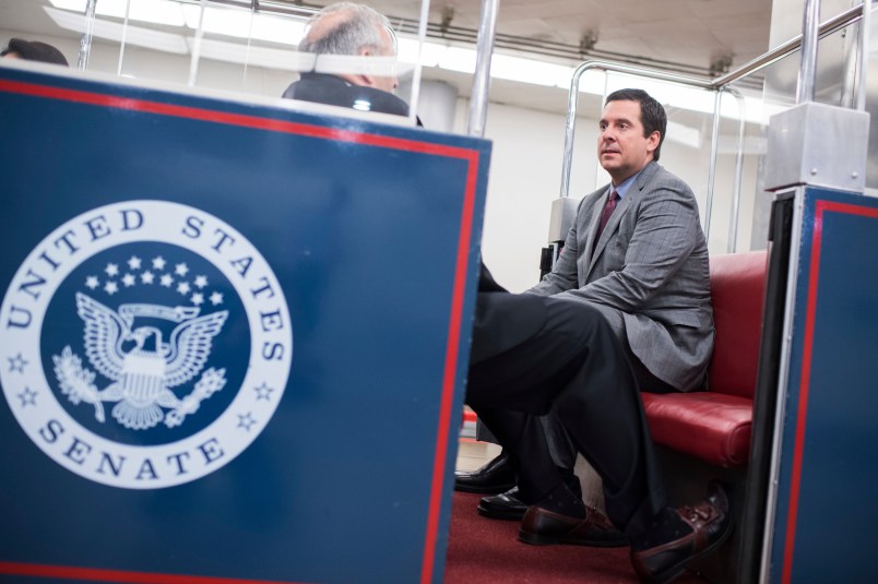 UNITED STATES - MAY 22: Rep. Devin Nunes, R-Calif., boards the senate subway in the Capitol on May 22, 2017. (Photo By Tom Williams/CQ Roll Call)