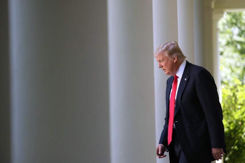 President Donald Trump speaks about the US role in the Paris climate change accord in the Rose Garden, Wednesday, June 1, 2017, in Washington. (AP Photo/Andrew Harnik)