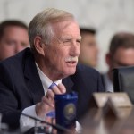 Sen. Angus King, I-Maine, asks a question during a Senate Intelligence Committee hearing about the Foreign Intelligence Surveillance Act, on Capitol Hill in Washington, Wednesday, June 7, 2017. (AP Photo/Susan Walsh)