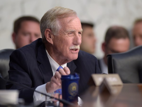 Sen. Angus King, I-Maine, asks a question during a Senate Intelligence Committee hearing about the Foreign Intelligence Surveillance Act, on Capitol Hill in Washington, Wednesday, June 7, 2017. (AP Photo/Susan Walsh)