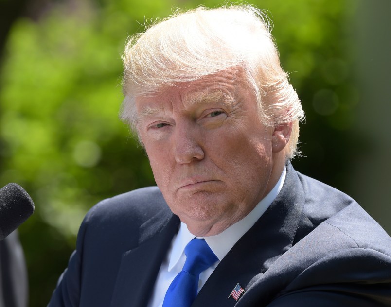 President Donald Trump listens during a news conference with Romania's President Klaus Werner Iohannis in the Rose Garden of the White House in Washington, Friday, June 9, 2017. (AP Photo/Susan Walsh)