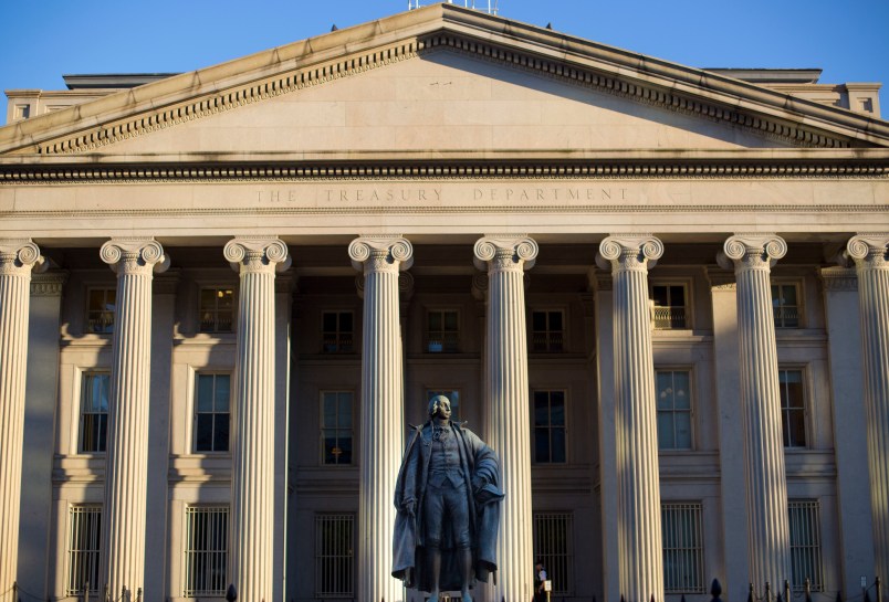 The U.S. Treasury Department building in Washington, Thursday, June 8, 2017. (AP Photo/Pablo Martinez Monsivais)