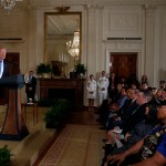 President Donald Trump speaks during a bill signing event for the "Department of Veterans Affairs Accountability and Whistleblower Protection Act of 2017" in the East Room of the White House, Friday, June 23, 2017, in Washington. (AP Photo/Evan Vucci)