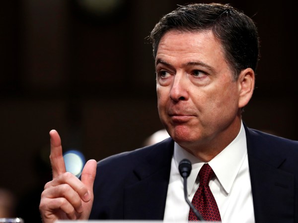 Former FBI Director James Comey speaks during a Senate Intelligence Committee hearing on Capitol Hill, Thursday, June 8, 2017, in Washington. (AP Photo/Alex Brandon)