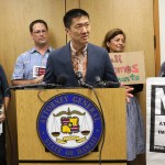 Hawaii Attorney General Douglas Chin speaks at a news conderence about President Donald Donald Trump’s travel ban, Friday, June 30, 2017 in Honolulu. Chin says the scaled-back version of Trump's travel ban has illogical standards for who should be prohibited from entering the country. Chin questioned why a stepbrother or stepsister should be allowed into the country but not a grandmother. The Trump administration set new criteria Thursday barring some citizens from six majority-Muslim countering from coming to the United States. (AP Photo/Caleb Jones)