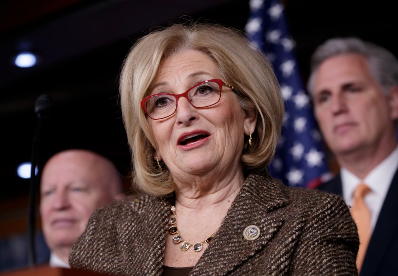 House Budget Committee Chairman Diane Black, R-Tenn., flanked by Majority Leader Kevin McCarthy, R-Calif., right, and House Ways and Means Committee Chairman Kevin Brady, R-Texas, left, speaks with reporters about progress on the GOP effort to repeal and replace the Affordable Care Act, popularly known as “Obamacare,” on Capitol Hill in Washington, Friday, March 10, 2017. After grueling all-night sessions, the Energy and Commerce and Ways and Means committees both approved their portions of the bill along party-line votes. The bill goes to the House Budget Committee next week.  (AP Photo/J. Scott Applewhite)