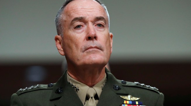 Gen. Joseph Dunford, chairman of the Joint Chiefs of Staff, listens during a Senate Armed Services Committee hearing on the defense budget, on Capitol Hill in Washington, Tuesday, June 13, 2017. (AP Photo/Jacquelyn Martin)